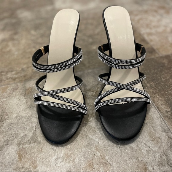 Elegant Black Rhinestone Stiletto Heels - Picture 2 of 8